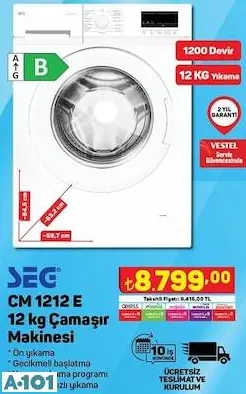 SEG 12 KG ÇAMAŞIR MAKİNESİ SEG 12 KG ÇAMAŞIR MAKİNESİ